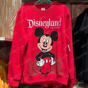 NWT Disneyland Logo Mickey Mouse Castle Red Pullover Crewneck Sweatshirt